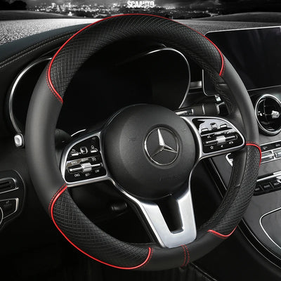 Leather Diamond Steering Wheel Cover – Universal Fit 14.5–15 Inch (37–38cm), All-Season, Anti-Slip Design