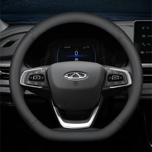 Car Steering Wheel Cover – Ultra-Thin Faux Leather Wrap, Universal 37–38cm (14.5–15 Inch), Breathable & Four Seasons Compatible – Fits D-Shaped & Round Wheels