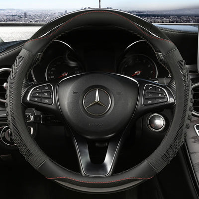 Three-Dimensional Honeycomb Steering Wheel Cover – Durable Leather with Anti-Slip Lining, Universal 37–38cm (14.5–15 Inch)