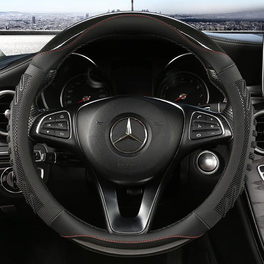Three-Dimensional Honeycomb Steering Wheel Cover – Durable Leather with Anti-Slip Lining, Universal 37–38cm (14.5–15 Inch)