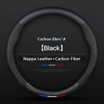 BMW Steering Wheel Cover – Carbon Fiber Leather, Anti-Slip, Universal 38cm (15 Inch), Compatible with 3/5/7 Series, X1, X3, X5, X7, M Models