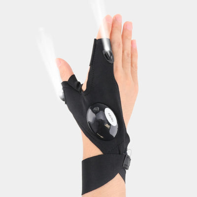 LED Half Finger Gloves – Waterproof Flashlight Gloves for Night Fishing, Cycling, Running, and Outdoor Activities