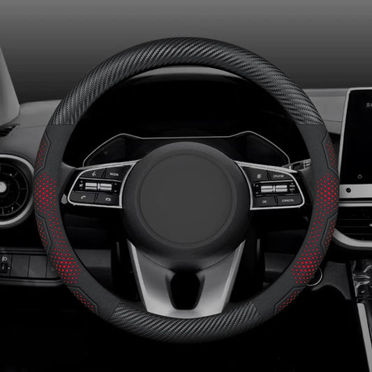 15 Inch Carbon Fiber Suede Steering Wheel Cover – Anti-slip, Breathable, Universal Fit (38cm)