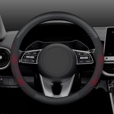 15 Inch Carbon Fiber Suede Steering Wheel Cover – Anti-slip, Breathable, Universal Fit (38cm)