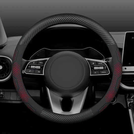 15 Inch Carbon Fiber Suede Steering Wheel Cover – Anti-slip, Breathable, Universal Fit (38cm)