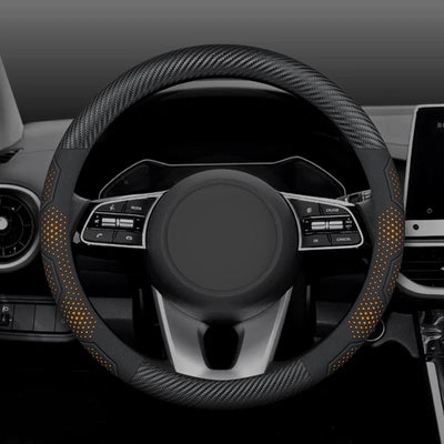 15 Inch Carbon Fiber Suede Steering Wheel Cover – Anti-slip, Breathable, Universal Fit (38cm)