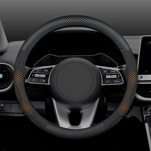 15 Inch Carbon Fiber Suede Steering Wheel Cover – Anti-slip, Breathable, Universal Fit (38cm)