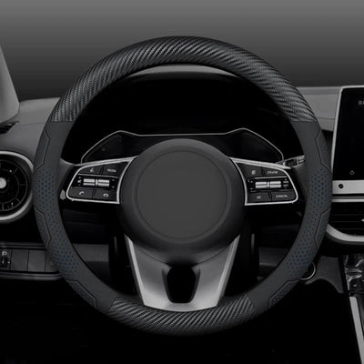 15 Inch Carbon Fiber Suede Steering Wheel Cover – Anti-slip, Breathable, Universal Fit (38cm)