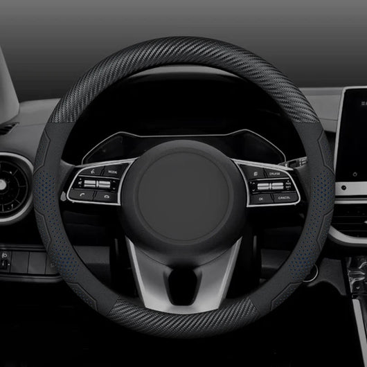 15 Inch Carbon Fiber Suede Steering Wheel Cover – Anti-slip, Breathable, Universal Fit (38cm)
