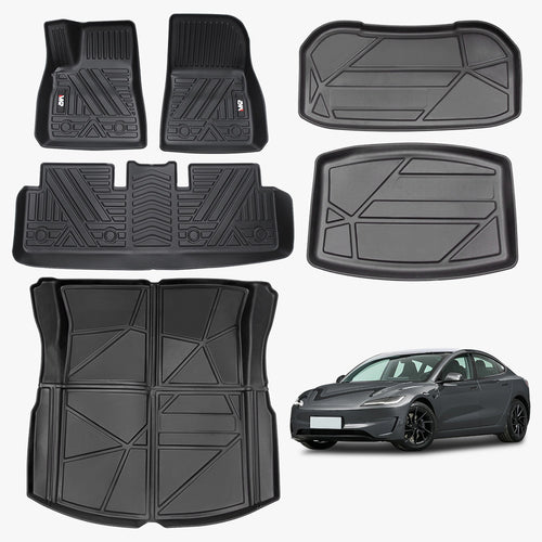 TPE Car Floor Mats for Tesla Model 3 2023–2025 - 6 PCS