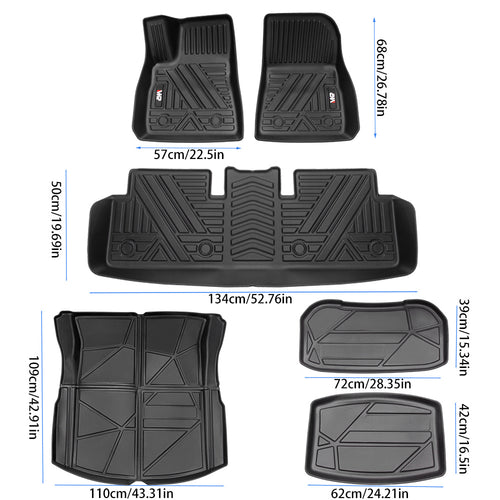 TPE Car Floor Mats for Tesla Model 3 2023–2025 - 6 PCS
