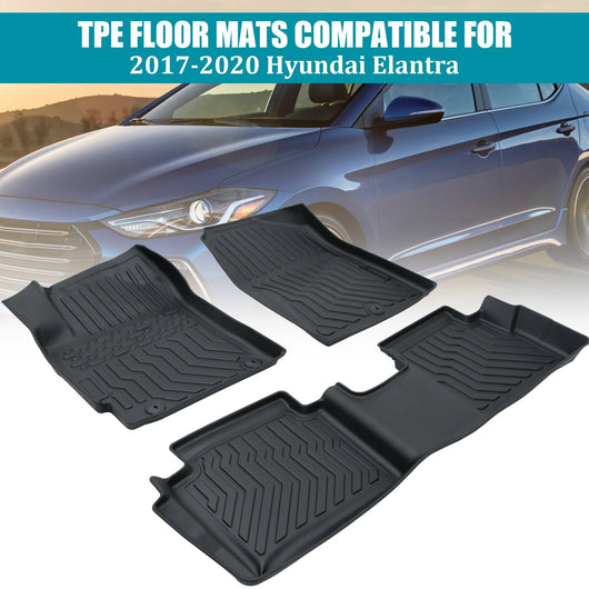 Car Floor Mats For 17-20 Hyundai Elantra No Fit GT All-Weather TPE Rubber Black
