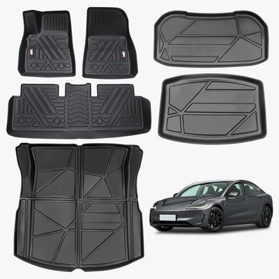 TPE Car Floor Mats for Tesla Model 3 2023–2025 - 6 PCS