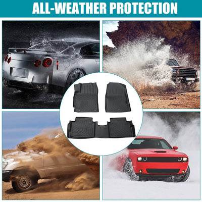 Car Floor Mats For 17-20 Hyundai Elantra No Fit GT All-Weather TPE Rubber Black