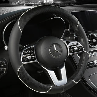 Leather Diamond Steering Wheel Cover – Universal Fit 14.5–15 Inch (37–38cm), All-Season, Anti-Slip Design