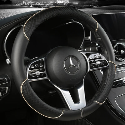 Leather Diamond Steering Wheel Cover – Universal Fit 14.5–15 Inch (37–38cm), All-Season, Anti-Slip Design