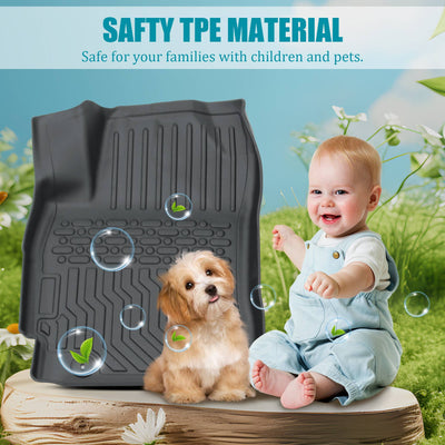 Car Floor Mats For 17-20 Hyundai Elantra No Fit GT All-Weather TPE Rubber Black