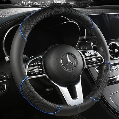 Leather Diamond Steering Wheel Cover – Universal Fit 14.5–15 Inch (37–38cm), All-Season, Anti-Slip Design