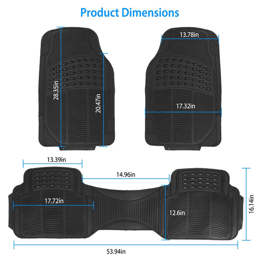 Set Of 3Pcs Automotive Floor Mats Set Front Rear PVC Rubber Floor Mats Heavy Duty Drive Vehicle Car Mats With Trimmable Design Fit Most Cars SUVs Trucks