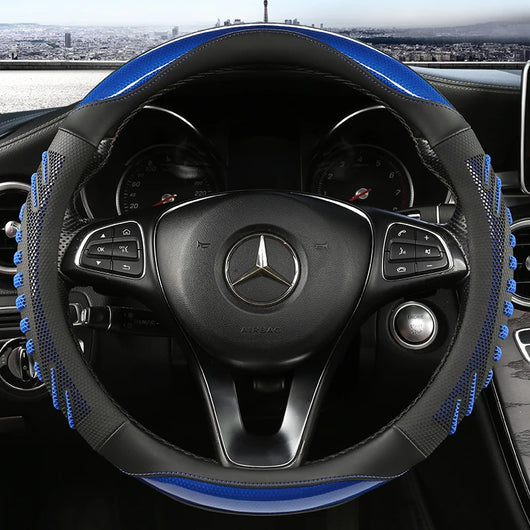 Three-Dimensional Honeycomb Steering Wheel Cover – Durable Leather with Anti-Slip Lining, Universal 37–38cm (14.5–15 Inch)