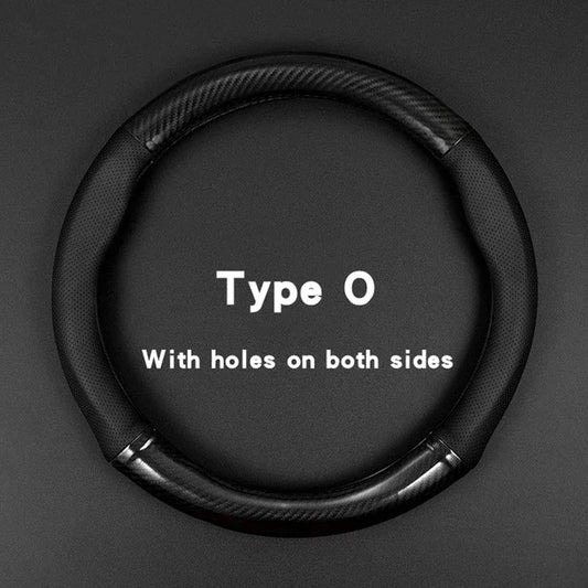 Universal Carbon Fiber Leather Steering Wheel Cover – 38CM (15 Inch), Anti-Slip & Breathable