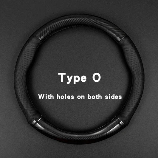 Universal Carbon Fiber Leather Steering Wheel Cover – 38CM (15 Inch), Anti-Slip & Breathable