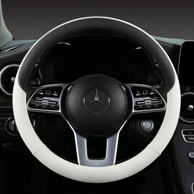 Perforated Nappa Leather Steering Wheel Cover – Universal 15 Inch (38cm), Anti-Slip & Odorless