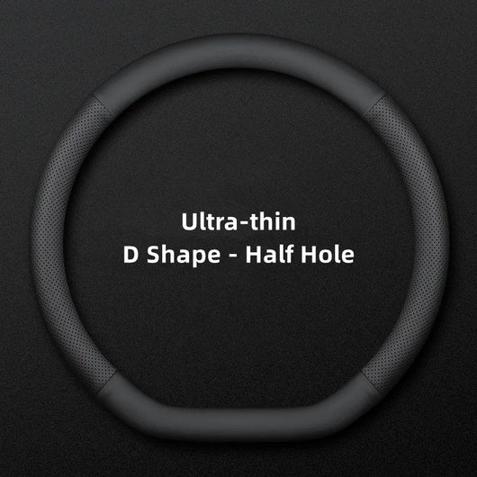 Car Steering Wheel Cover – Ultra-Thin Faux Leather Wrap, Universal 37–38cm (14.5–15 Inch), Breathable & Four Seasons Compatible – Fits D-Shaped & Round Wheels