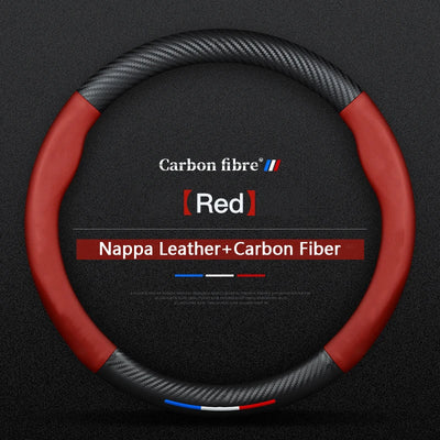 BMW Steering Wheel Cover – Carbon Fiber Leather, Anti-Slip, Universal 38cm (15 Inch), Compatible with 3/5/7 Series, X1, X3, X5, X7, M Models