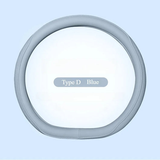 Nappa Leather Steering Wheel Cover 15 Inch (38cm) – Perforated, Non-slip, Breathable, Universal Fit