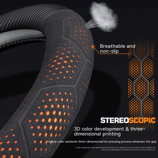 15 Inch Carbon Fiber Suede Steering Wheel Cover – Anti-slip, Breathable, Universal Fit (38cm)