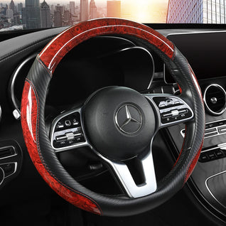 Peach Wood Grain Steering Wheel Cover – Non-slip, Universal Fit 14.5–15 inch (37–38cm), All-Season Car Handle Protector