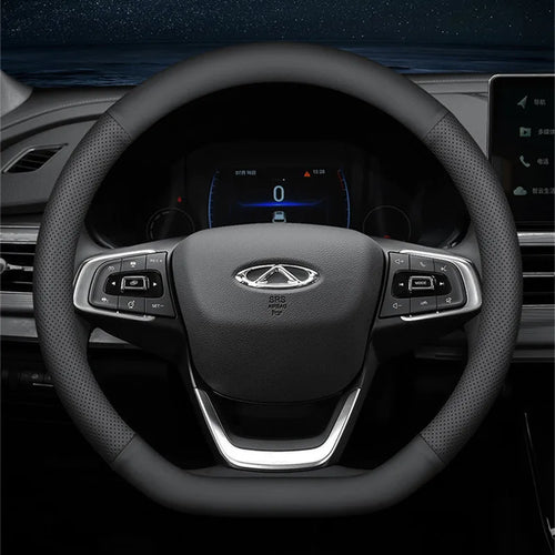 Car Steering Wheel Cover – Ultra-Thin Faux Leather Wrap, Universal 37–38cm (14.5–15 Inch), Breathable & Four Seasons Compatible – Fits D-Shaped & Round Wheels