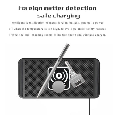 15W Wireless Car Charger Pad – Fast Qi Charging, Non-Slip