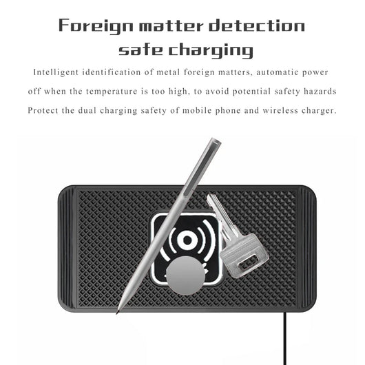 15W Wireless Car Charger Pad – Fast Qi Charging, Non-Slip