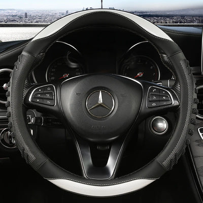 Three-Dimensional Honeycomb Steering Wheel Cover – Durable Leather with Anti-Slip Lining, Universal 37–38cm (14.5–15 Inch)