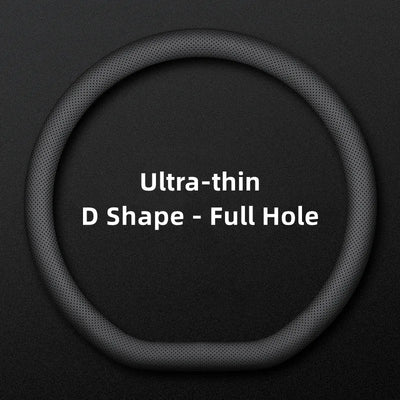 Car Steering Wheel Cover – Ultra-Thin Faux Leather Wrap, Universal 37–38cm (14.5–15 Inch), Breathable & Four Seasons Compatible – Fits D-Shaped & Round Wheels