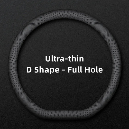 Car Steering Wheel Cover – Ultra-Thin Faux Leather Wrap, Universal 37–38cm (14.5–15 Inch), Breathable & Four Seasons Compatible – Fits D-Shaped & Round Wheels