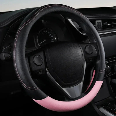 PU Leather Steering Wheel Cover – Universal, Anti-Slip, All-Season