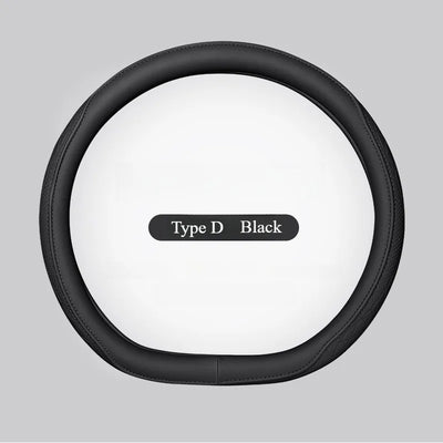 Nappa Leather Steering Wheel Cover 15 Inch (38cm) – Perforated, Non-slip, Breathable, Universal Fit