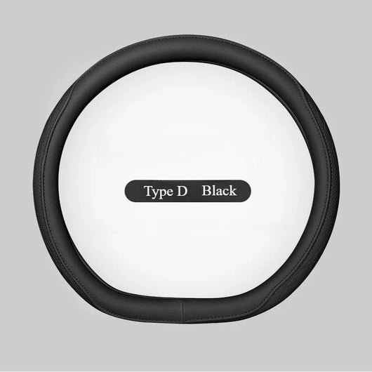 Nappa Leather Steering Wheel Cover 15 Inch (38cm) – Perforated, Non-slip, Breathable, Universal Fit