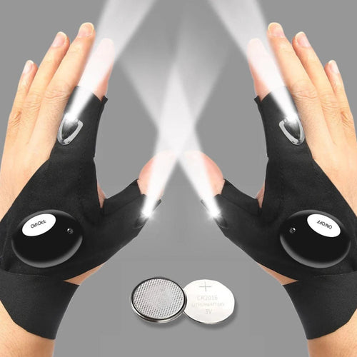LED Half Finger Gloves – Waterproof Flashlight Gloves for Night Fishing, Cycling, Running, and Outdoor Activities