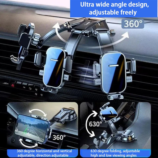 Car Phone Holder – Nano Flexible Silicone, 360° Rotation, Doesn’t Block Screen/Charging Port, Foldable for Storage