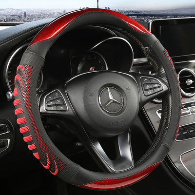Three-Dimensional Honeycomb Steering Wheel Cover – Durable Leather with Anti-Slip Lining, Universal 37–38cm (14.5–15 Inch)