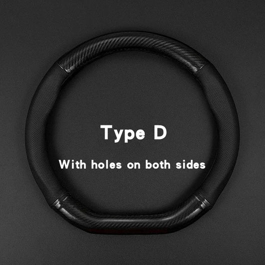 Universal Carbon Fiber Leather Steering Wheel Cover – 38CM (15 Inch), Anti-Slip & Breathable