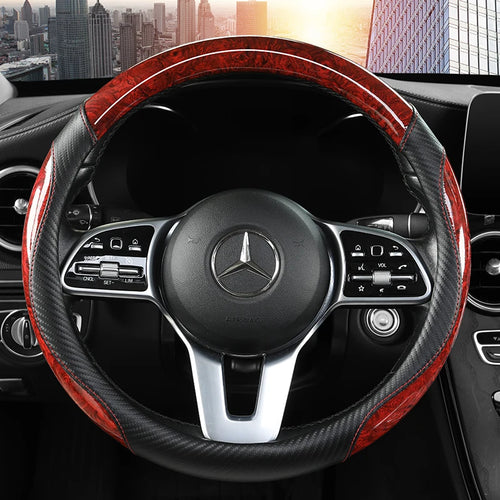 Peach Wood Grain Steering Wheel Cover – Non-slip, Universal Fit 14.5–15 inch (37–38cm), All-Season Car Handle Protector