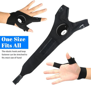 LED Half Finger Gloves – Waterproof Flashlight Gloves for Night Fishing, Cycling, Running, and Outdoor Activities