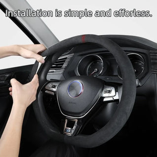 Alcantara Suede Steering Wheel Cover37–38cm (14.5–15 Inch) Ultra-thin Non-slip, Universal Fit