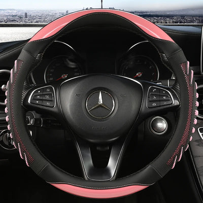 Three-Dimensional Honeycomb Steering Wheel Cover – Durable Leather with Anti-Slip Lining, Universal 37–38cm (14.5–15 Inch)