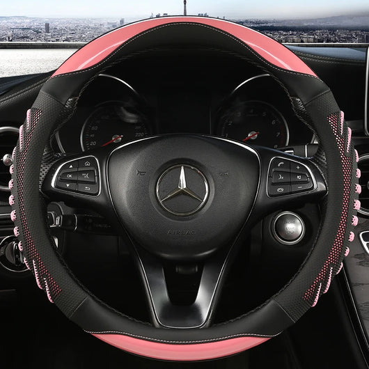 Three-Dimensional Honeycomb Steering Wheel Cover – Durable Leather with Anti-Slip Lining, Universal 37–38cm (14.5–15 Inch)
